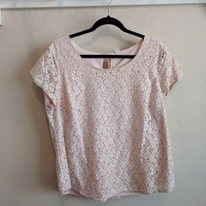 Pink lace detail blouse
